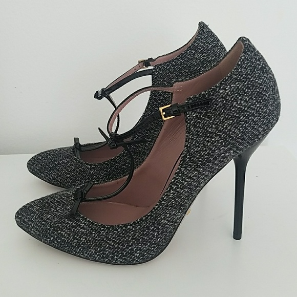 🔴SOLD🔴GUCCI Tweed T-strap Heels BNWOT - Picture 5 of 8